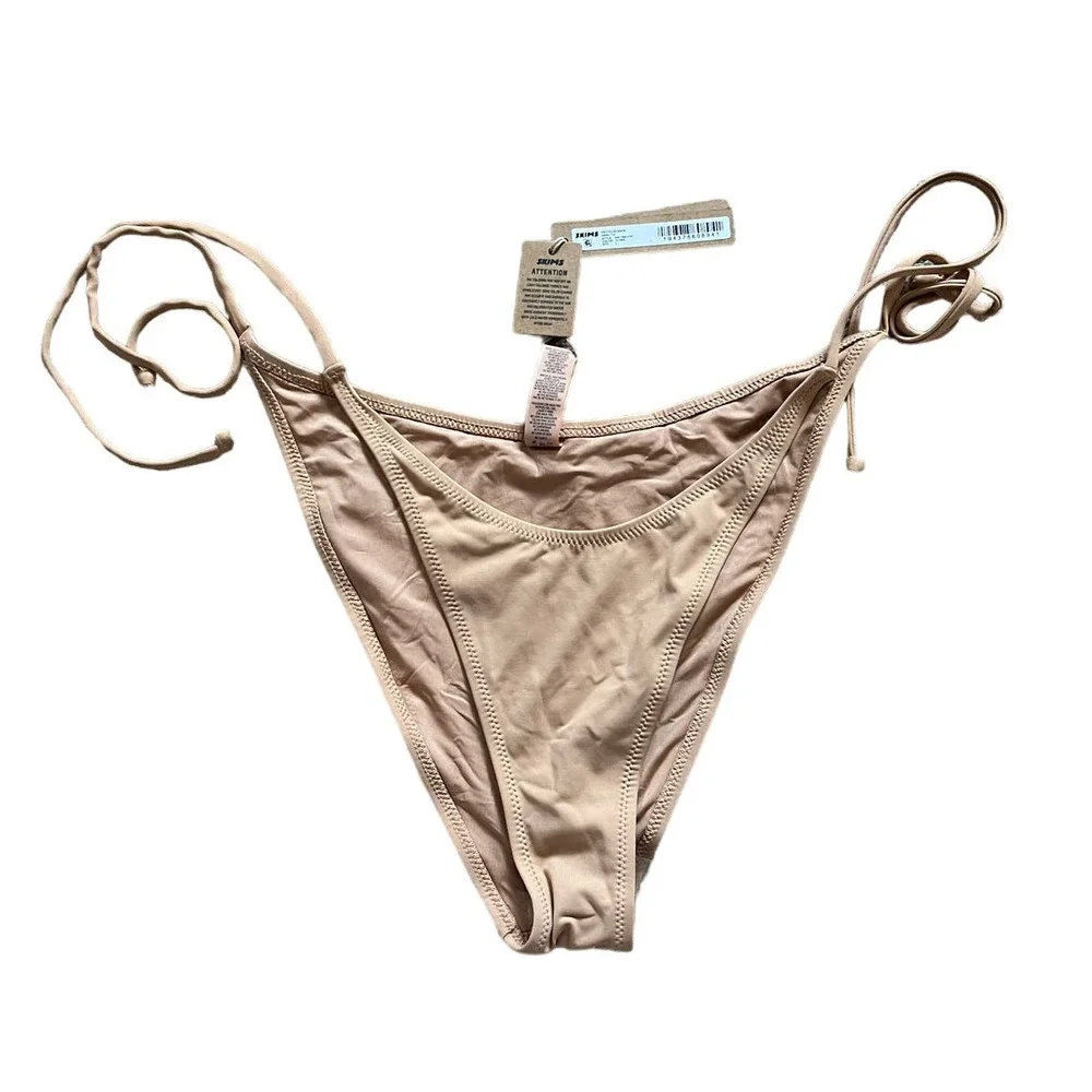 Skims 2X Swim Low Rise Tie Bikini Bottom Oche Tan NWT
